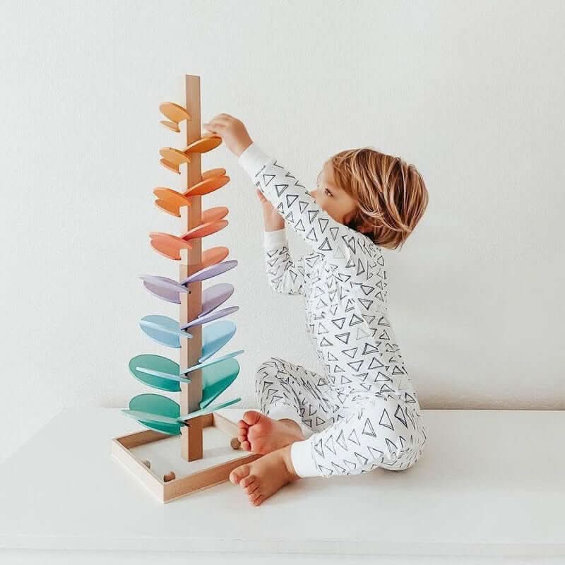 Interactive Wooden Marble Tower Sensory Toy For Children's Development