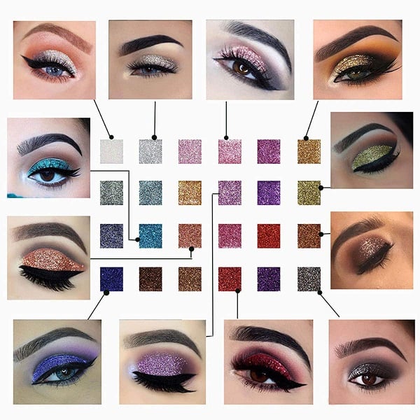 Palette de fards à paupières pailletés 10 couleurs – Poudre maquillage à effet brillant haute brillance pour un maquillage des yeux glamour – Pigmentation intense