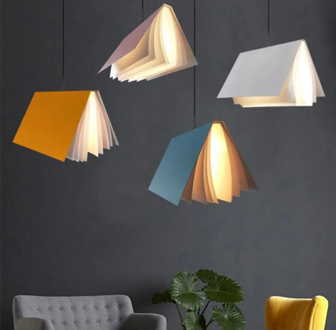 LumaQuill Schwebende Buch-LED-Pendelleuchte mit verstellbarem Kabel