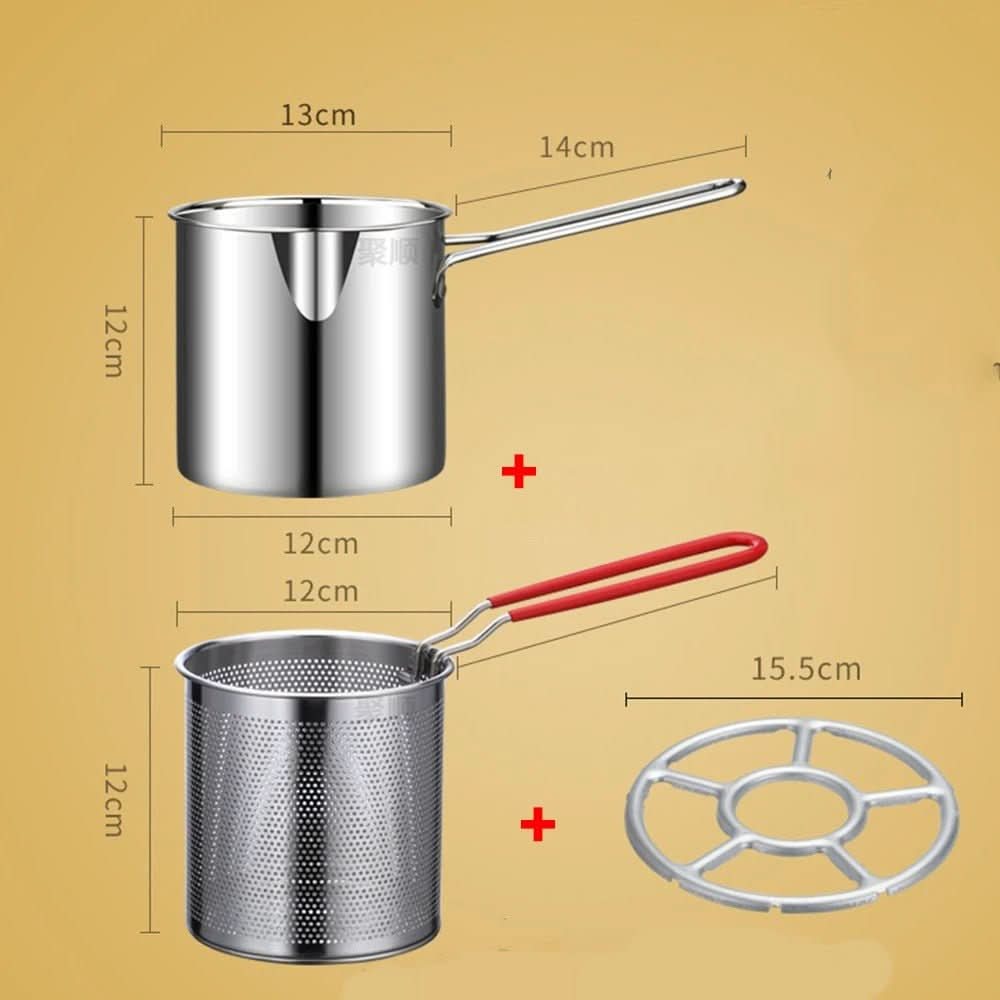 Fritadeira Profunda CrispEase em Aço Inoxidável com Cabo Antitérmico e Design de Economia de Óleo
