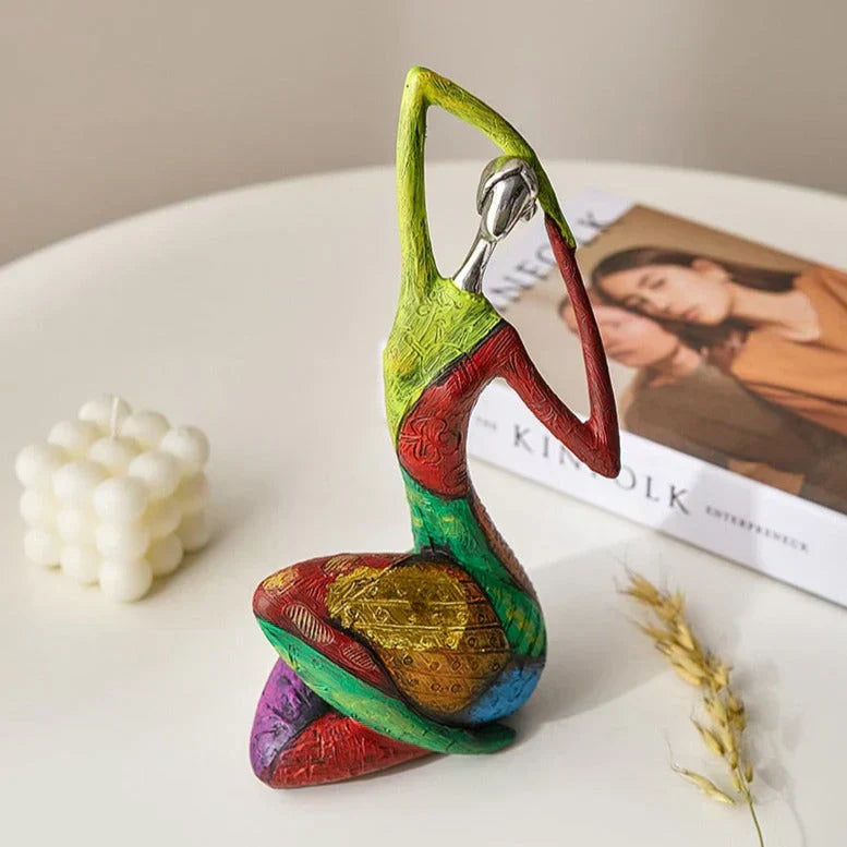 Colorful Handmade Resin Sculpture Of A Feminine Figure In Abstract Living Room Decor