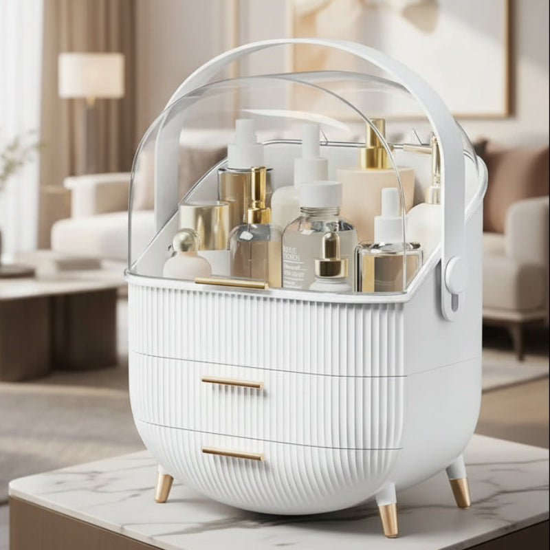 AuraGlow Makeup Organizer Dustproof and Waterproof Cosmetic Box With Elegant Design
