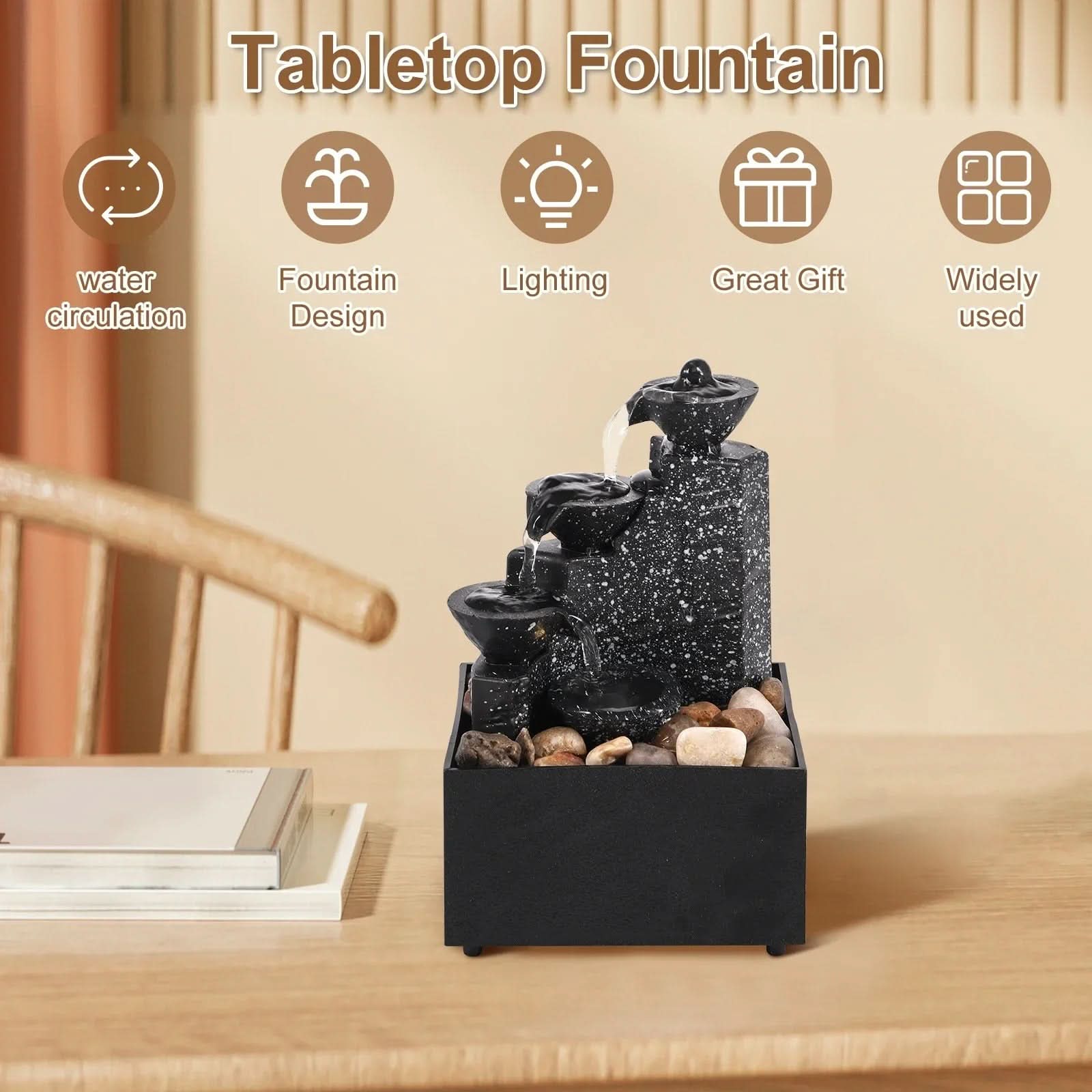 Tranquil Stream Tabletop Waterfall Fountain For Relaxation