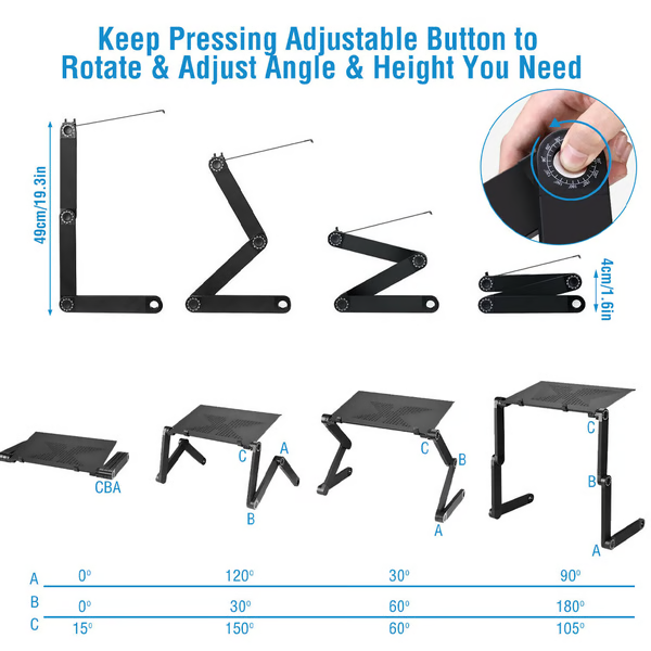 Ergonomický stojan na notebook AeroFlex Pro s otočným kloubem o 360 stupňů pro domácí kancelář