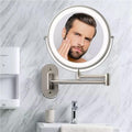 Matte Silver Rechargeable LED Vanity Mirror With Magnifying Makeup For Bathroom Use