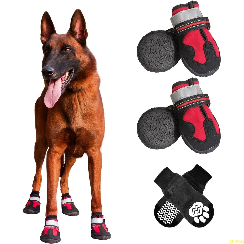 Henri Marcheur Waterproof Non Slip Dog Boots With Reflective Straps