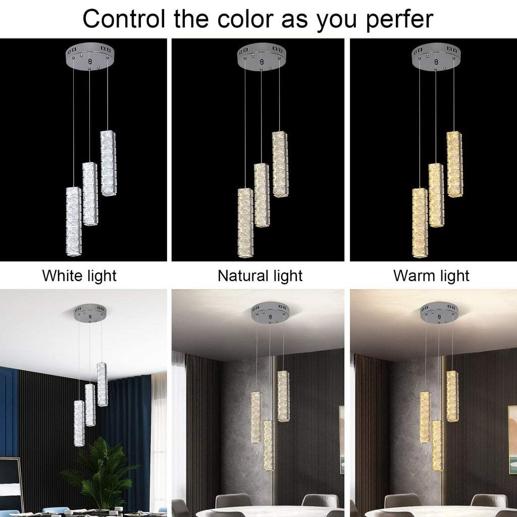 Lumina cylinder krystal LED lysekrone til stuer