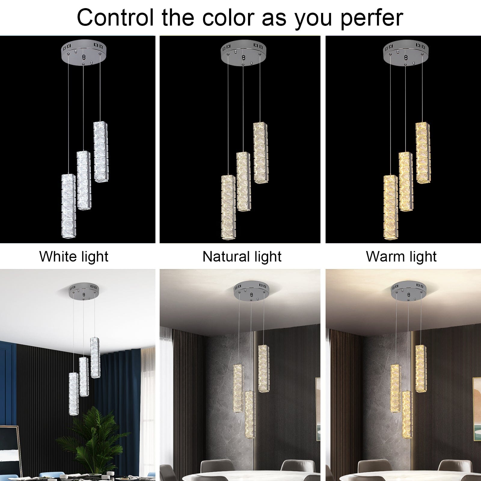 Lumina cylinder krystal LED lysekrone til stuer