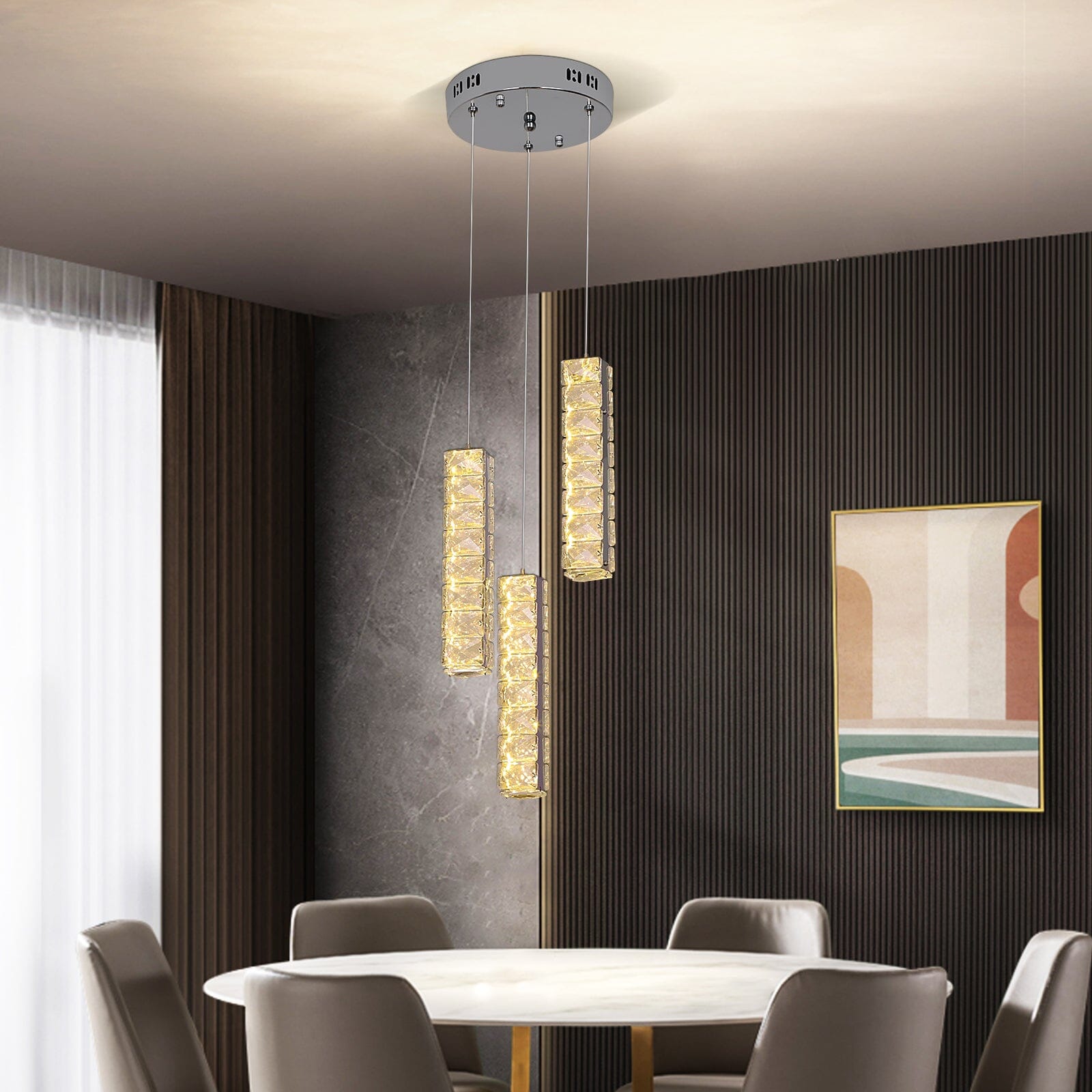 Lumina cylinder krystal LED lysekrone til stuer