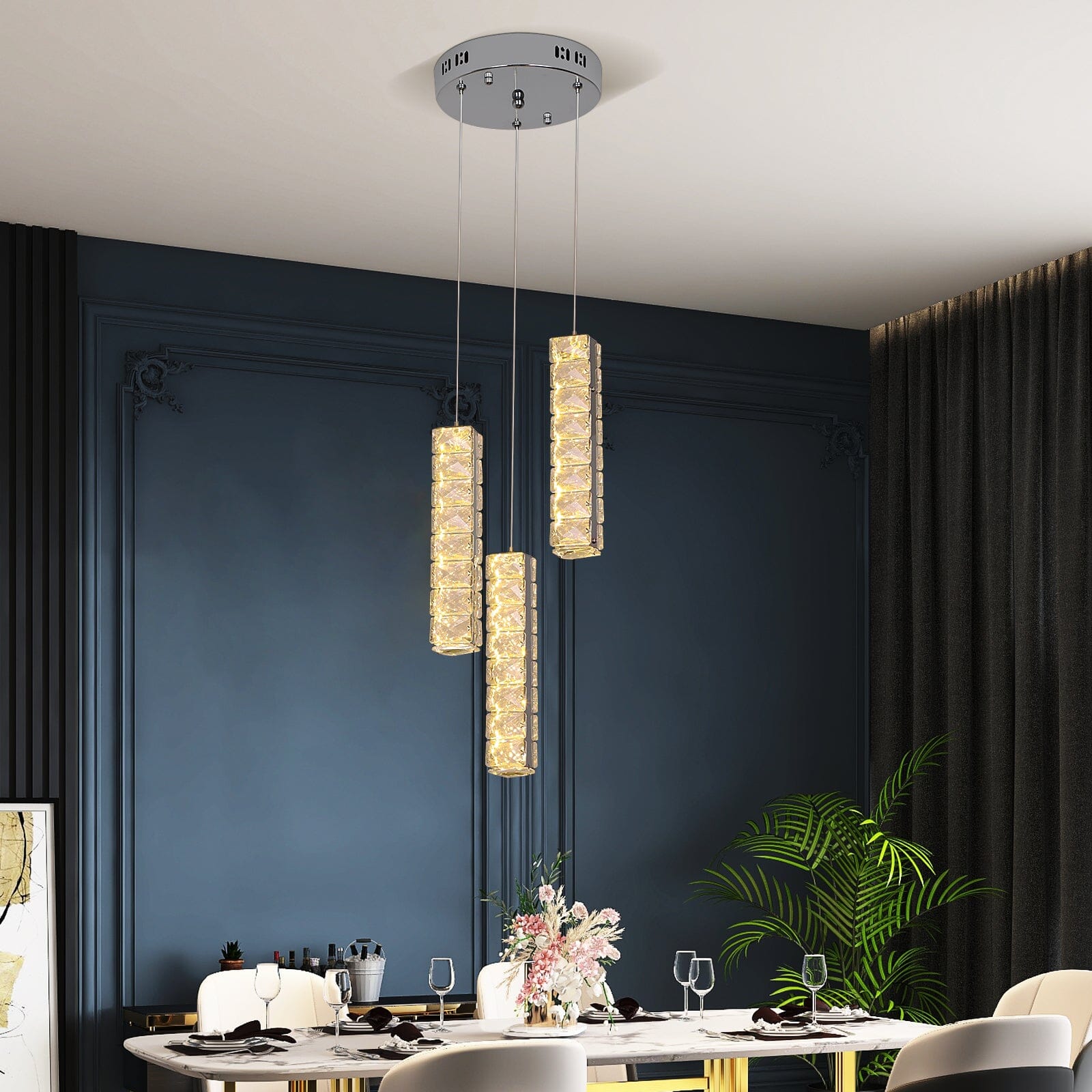 Lumina cylinder krystal LED lysekrone til stuer