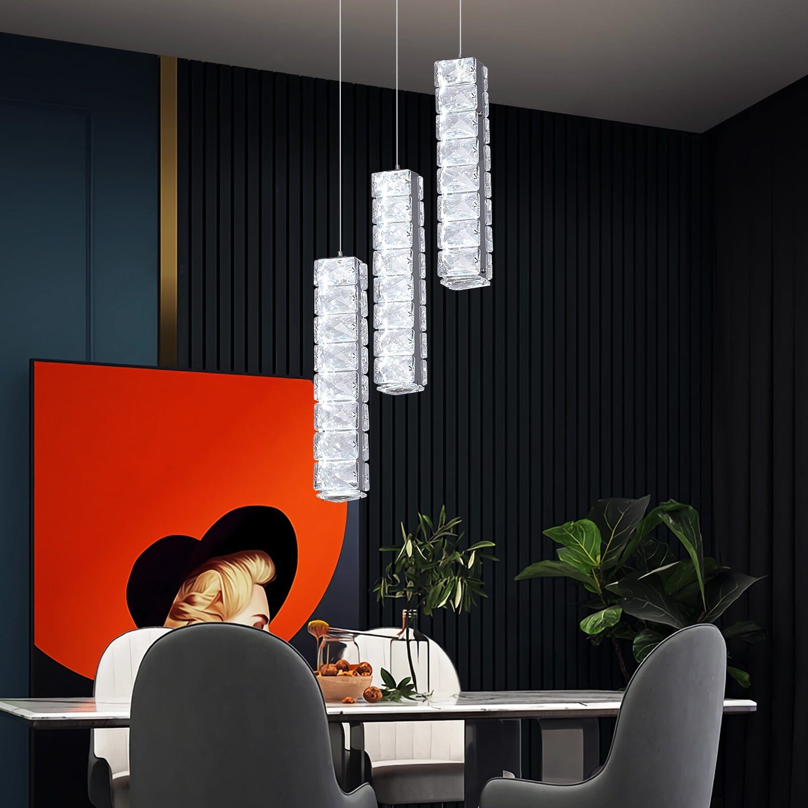 Lumina cylinder krystal LED lysekrone til stuer