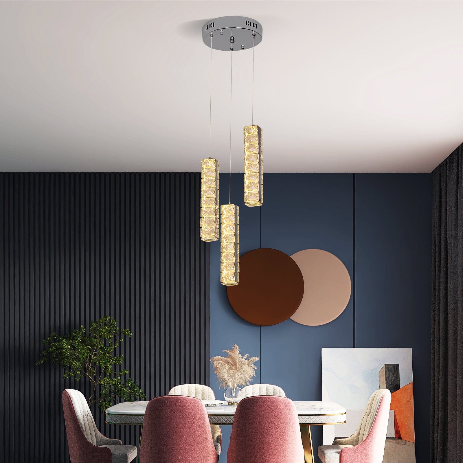 Lumina cylinder krystal LED lysekrone til stuer