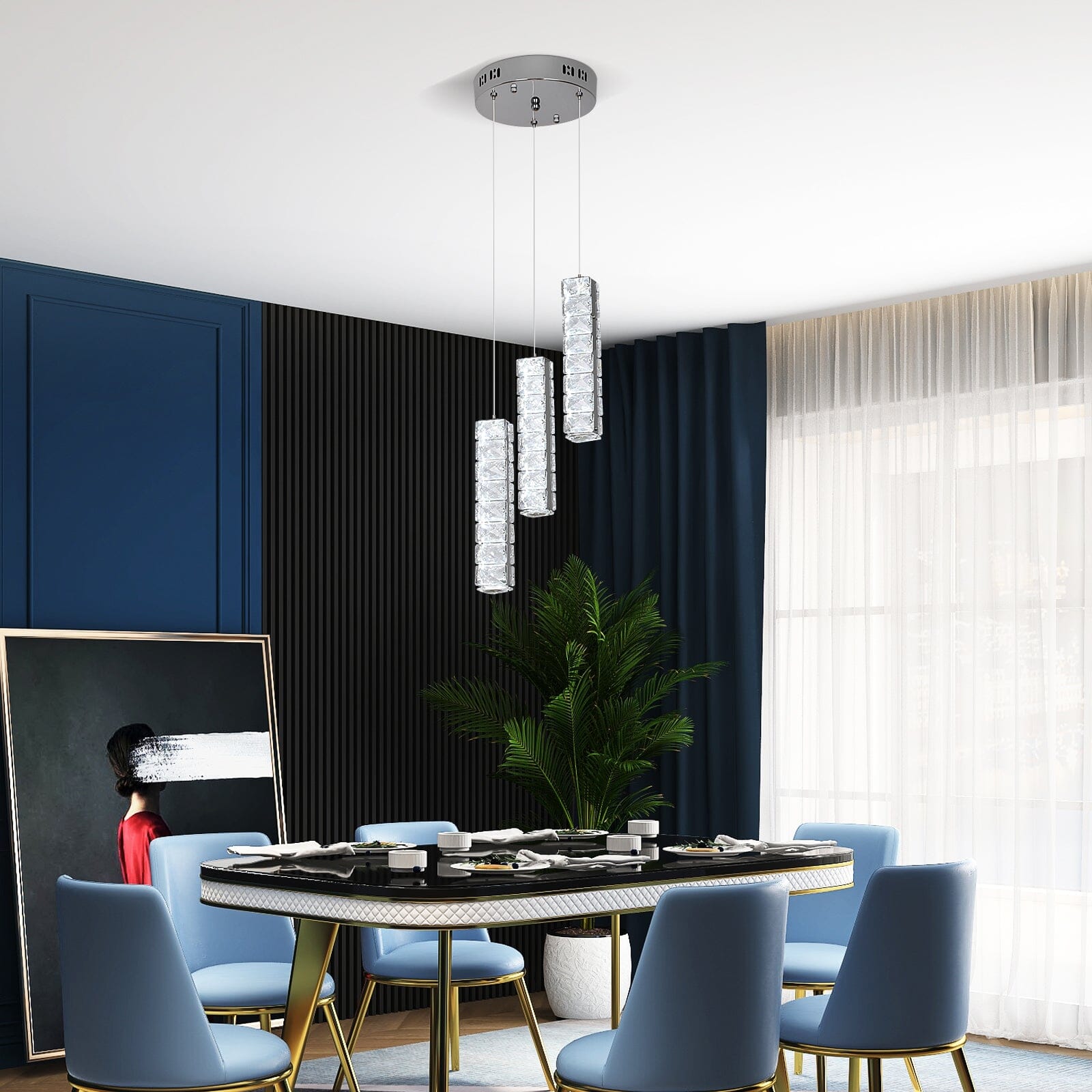 Lumina cylinder krystal LED lysekrone til stuer