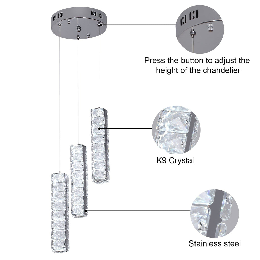Lumina cylinder krystal LED lysekrone til stuer