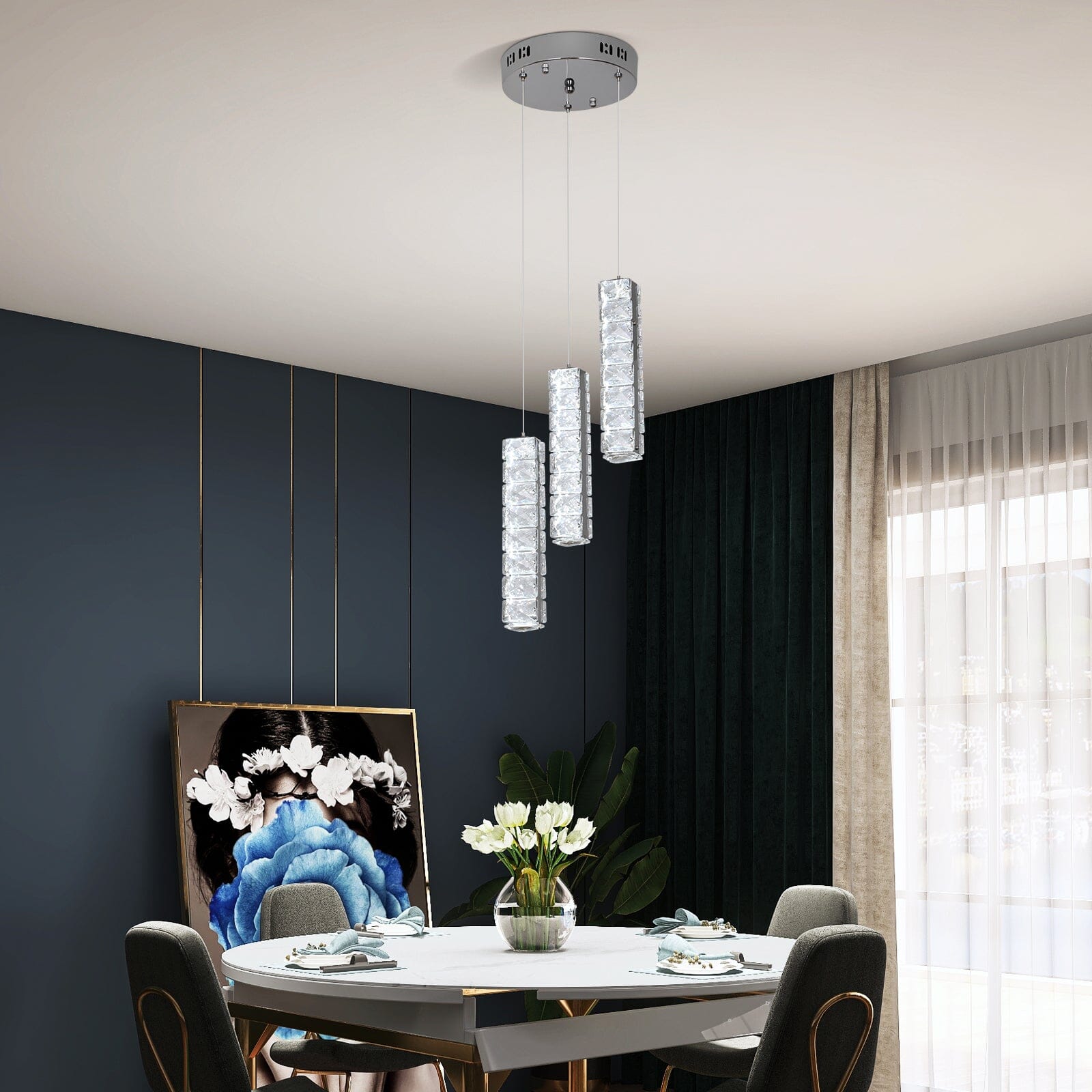 Lumina cylinder krystal LED lysekrone til stuer