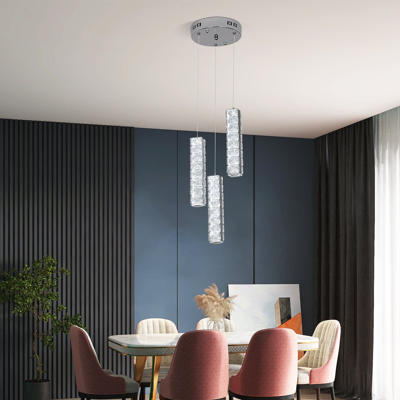 Lumina cylinder krystal LED lysekrone til stuer