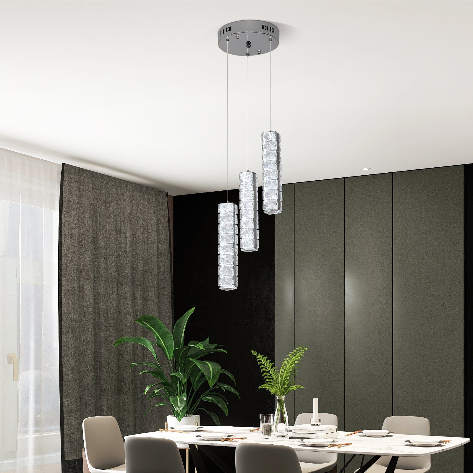 Lumina cylinder krystal LED lysekrone til stuer