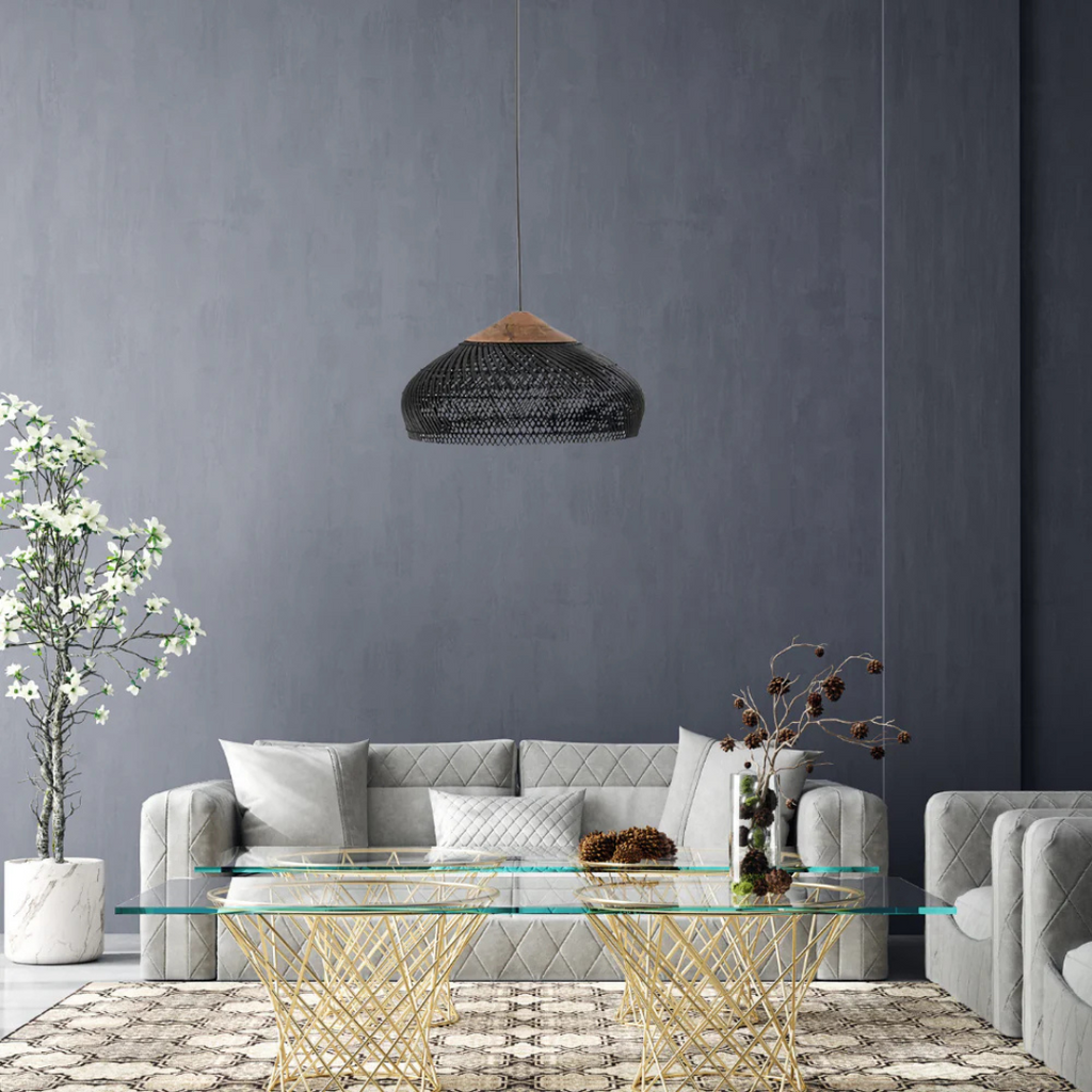 LumaRattan ručně tkané ratanové boho závěsné stropní světlo