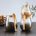 Airtight Glass Storage Jar With Bamboo Lid For Coffee, Tea, And Grains