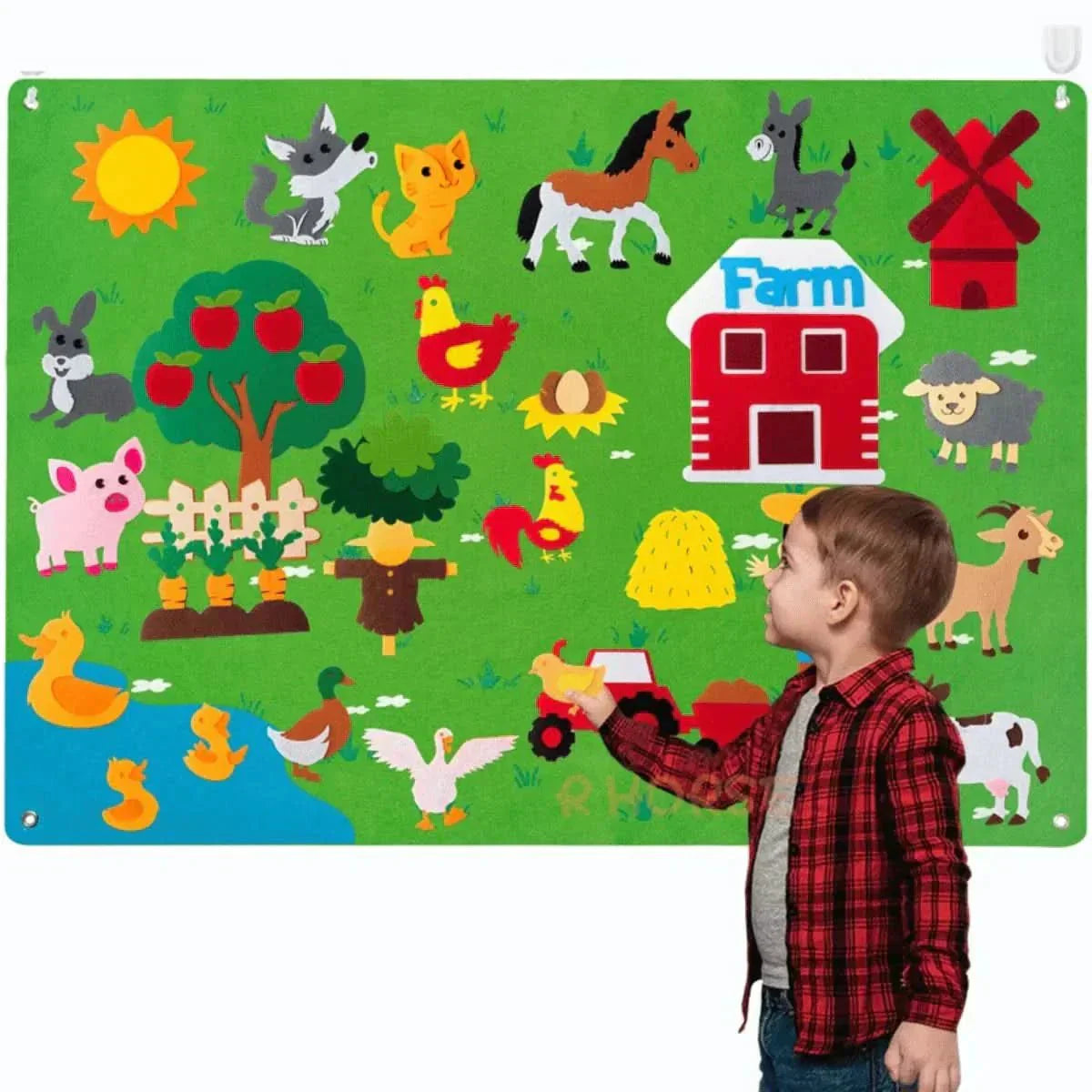 DreamLeaf Filz-Tafel für spielerisches Tierlernen für Kinder ab 3 Jahren