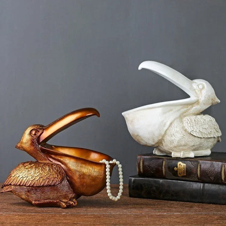 Graceful Harbor Pelican Storage Sculpture For Charming Coastal Home Organization
