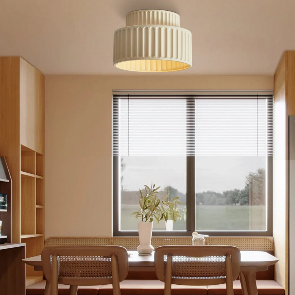 LumaArc Ribbed Vintage Ceiling Light For Low Ceilings