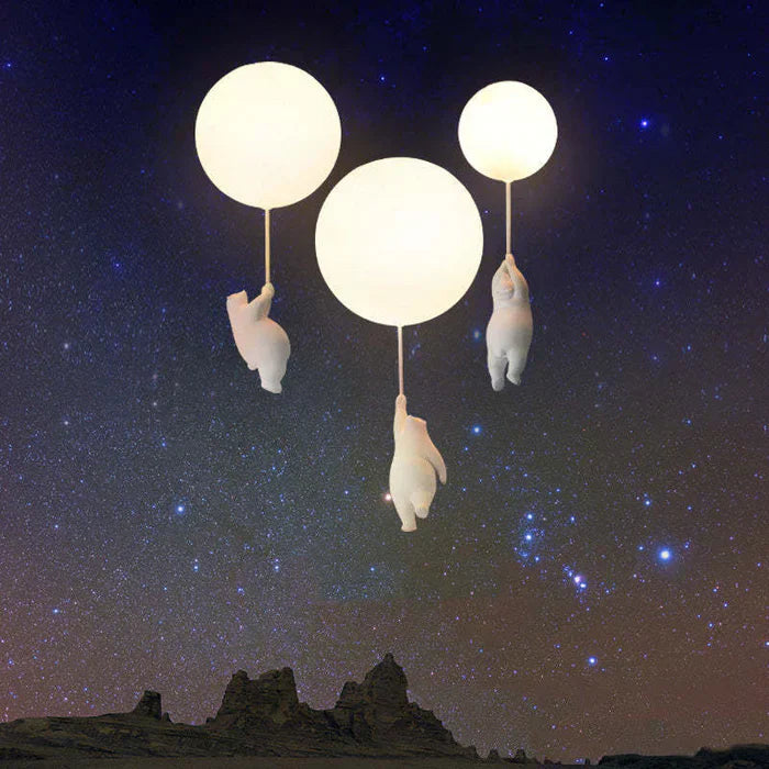 Bear Balloon Pendant Light For Kids Room With Warm LED Glow