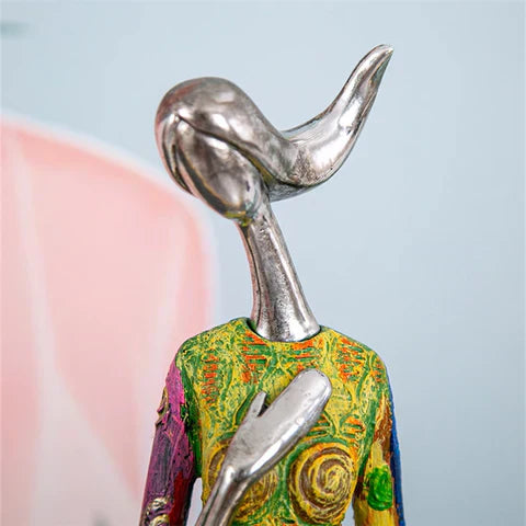 Colorful Handmade Resin Sculpture Of A Feminine Figure In Abstract Living Room Decor