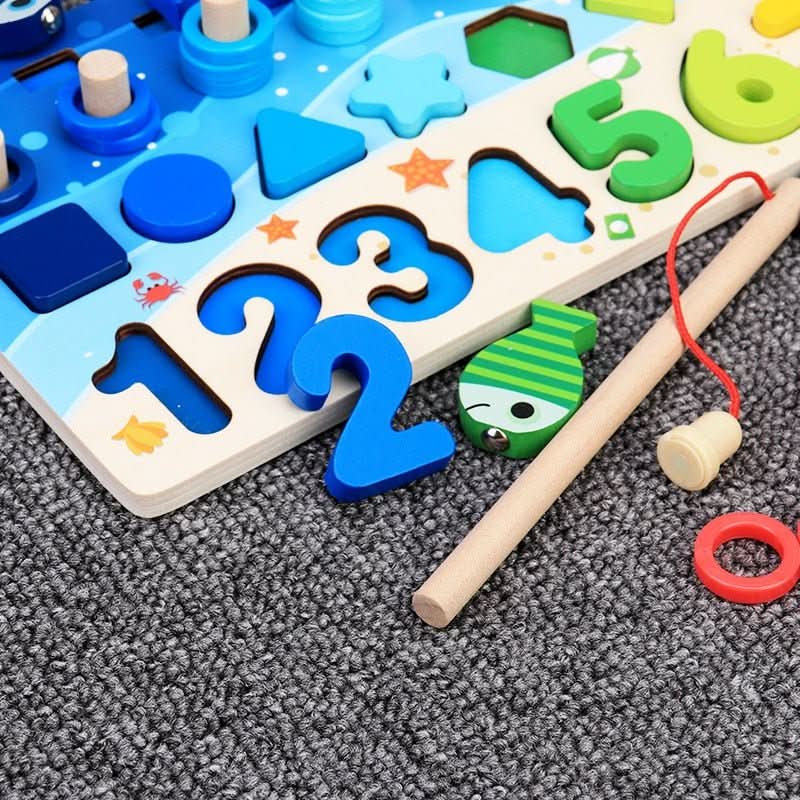 BrightNest Wooden Educational Game Board For Counting Shapes And Fine Motor Skills