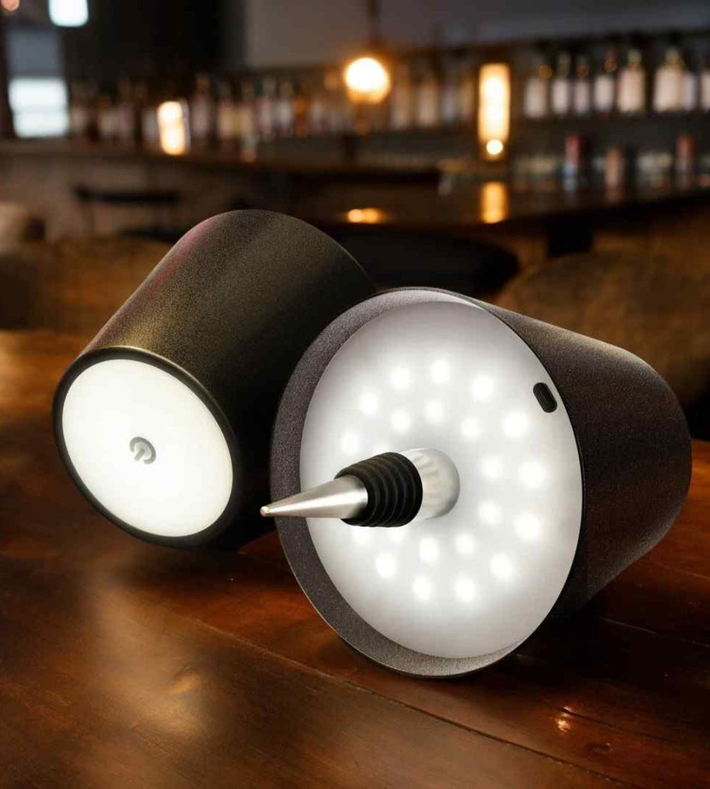 Aluminium LED-fleslamp, oplaadbare tafellamp voor wijnflessen, warm licht
