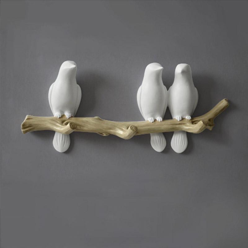 Lovely Birds Wall Coat Hook Decor With Birds On Branch Design