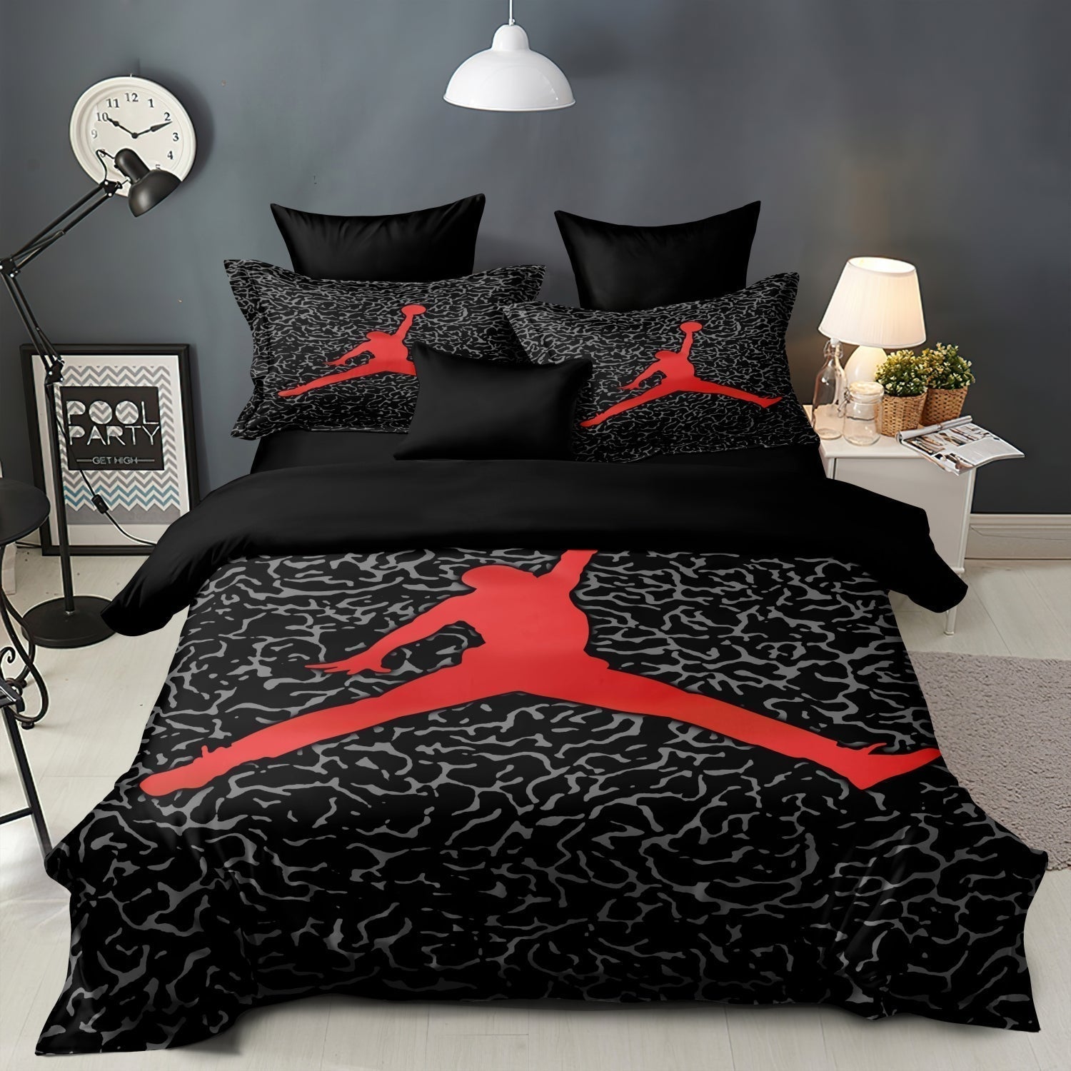 Parure de housse de couette SportDream avec thème basket-ball pour enfants et adolescents