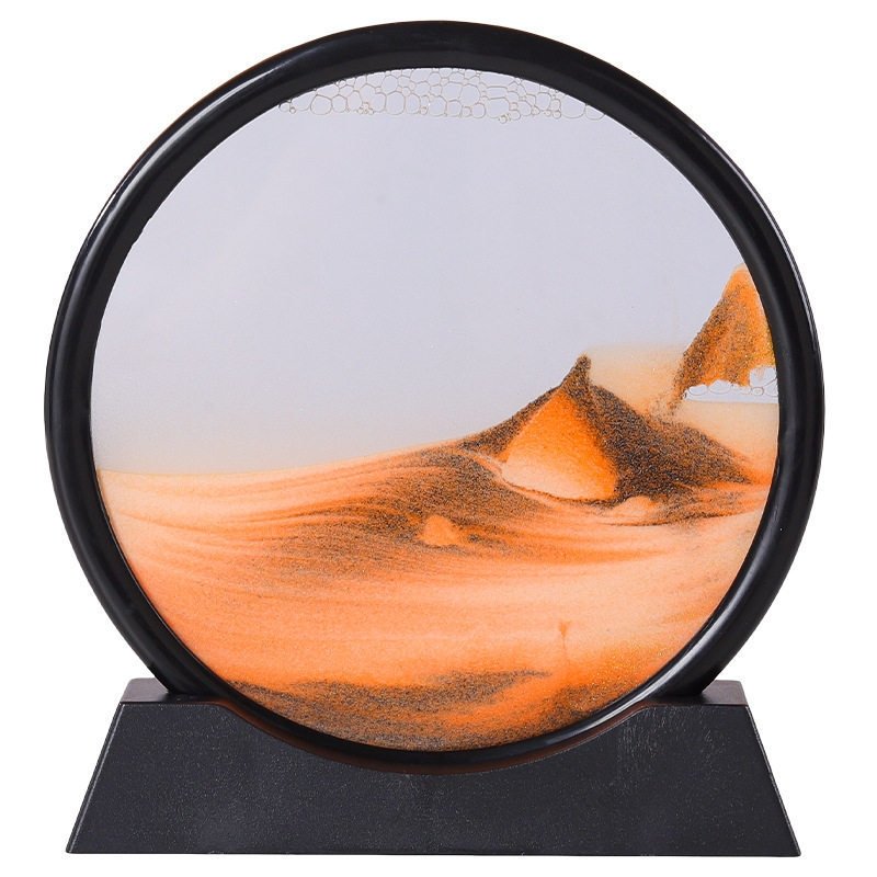 Beruhigende 3D-Sandkunst-Glasskulptur mit fließenden Sandmustern zur Schreibtischdekoration