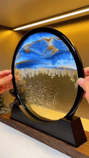 Beruhigende 3D-Sandkunst-Glasskulptur mit fließenden Sandmustern zur Schreibtischdekoration