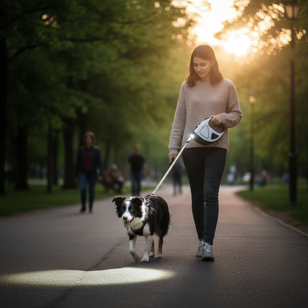 NovaGrip Auto Dog Leash With LED Light And Ergonomic Anti Slip Handle