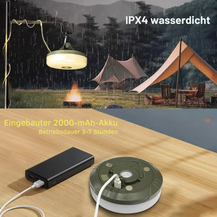 4-in-1 Campinglaterne mit LED-RGB-Lichterkette, 10 m, 2000 mAh Powerbank, IPX4