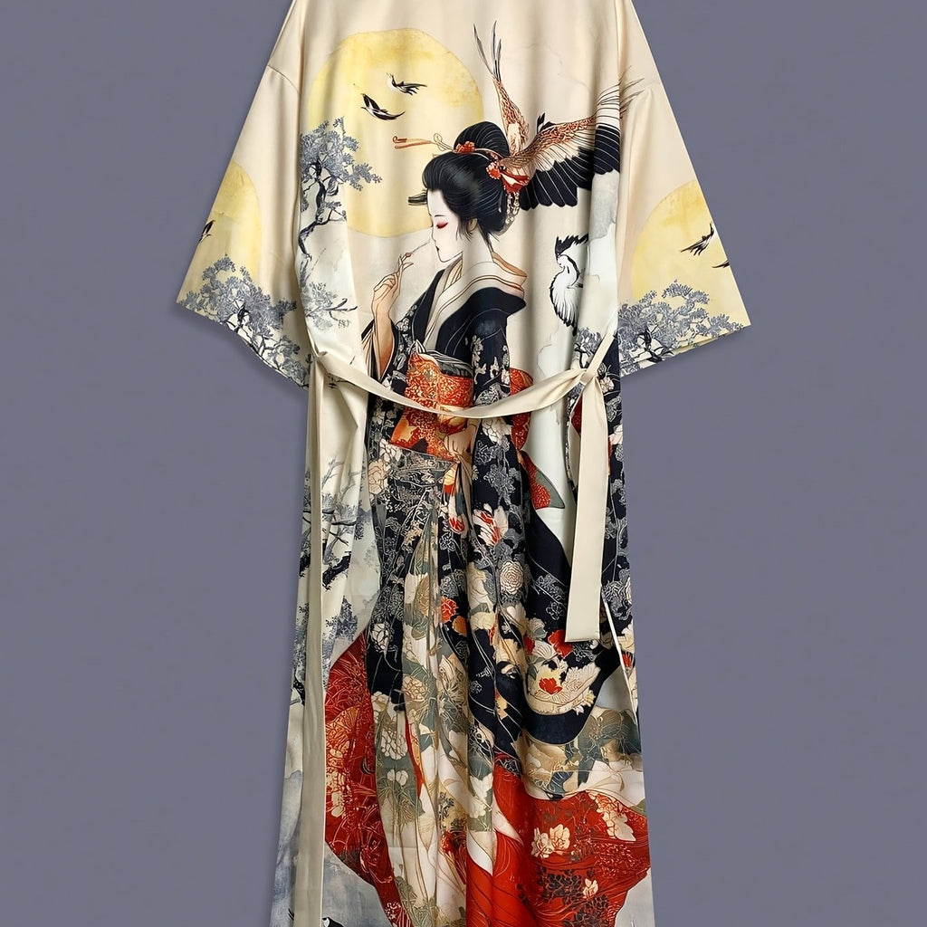 Vintage japonský saténový kimono přehoz