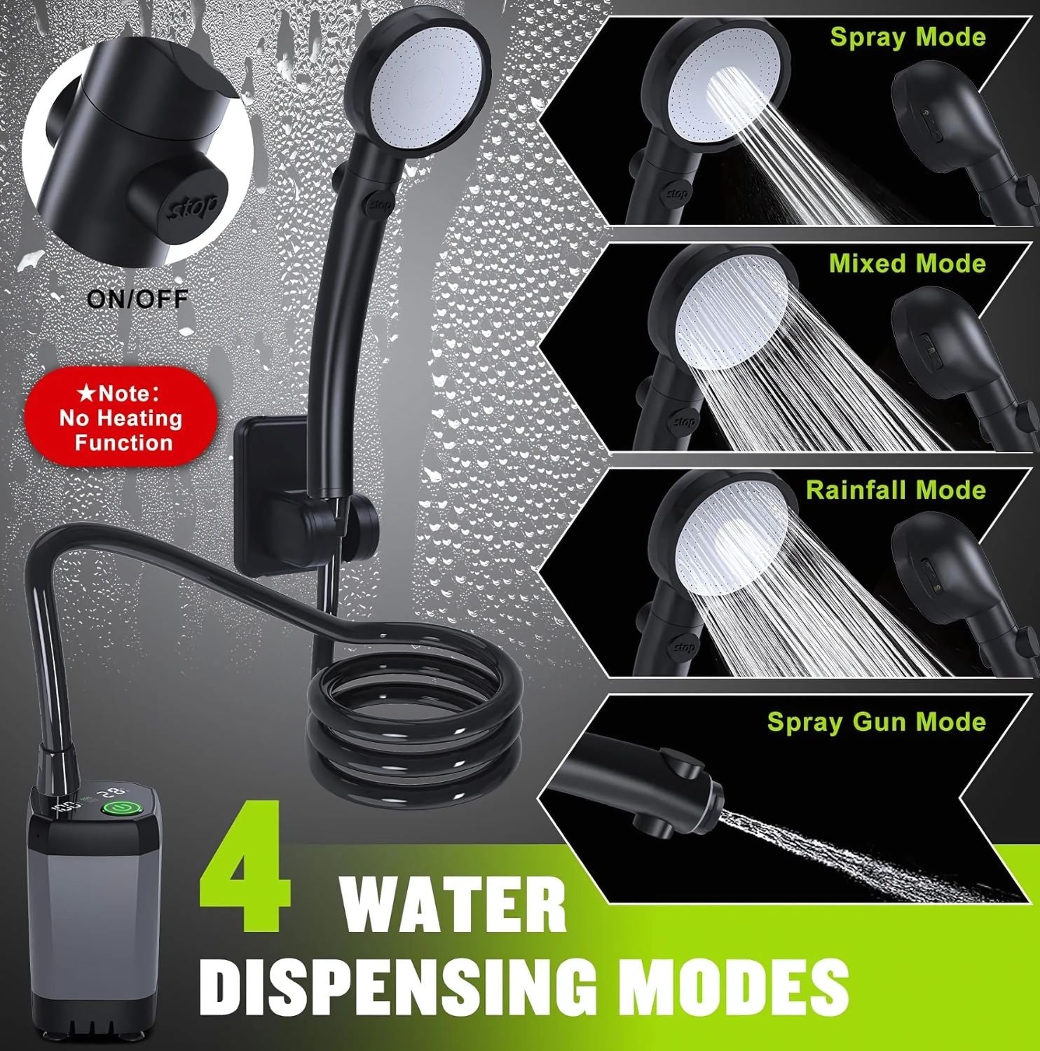 Portable Compact Outdoor Shower With Electric Pump For Camping