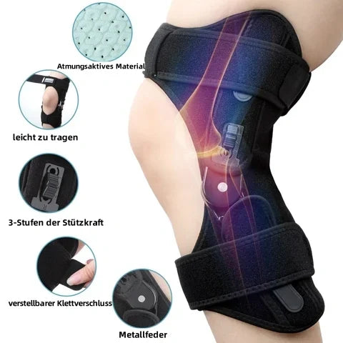 Ginocchiera con sistema a molla per movimento stabile e comfort regolabile
