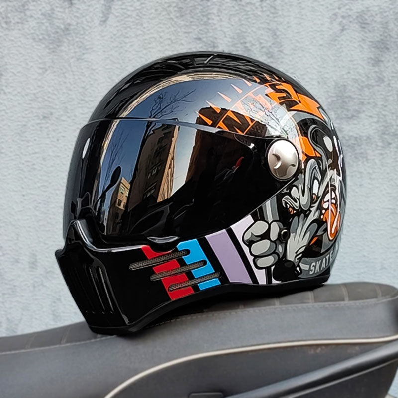 Přilba Bikerslifestyle Full Face Cruiser s tmavým štítem, schválená DOT a ECE