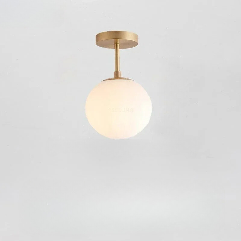 Nordic LED Glow Glass Ceiling Fixture With White Sphere