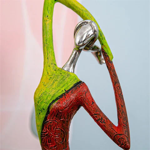 Colorful Handmade Resin Sculpture Of A Feminine Figure In Abstract Living Room Decor