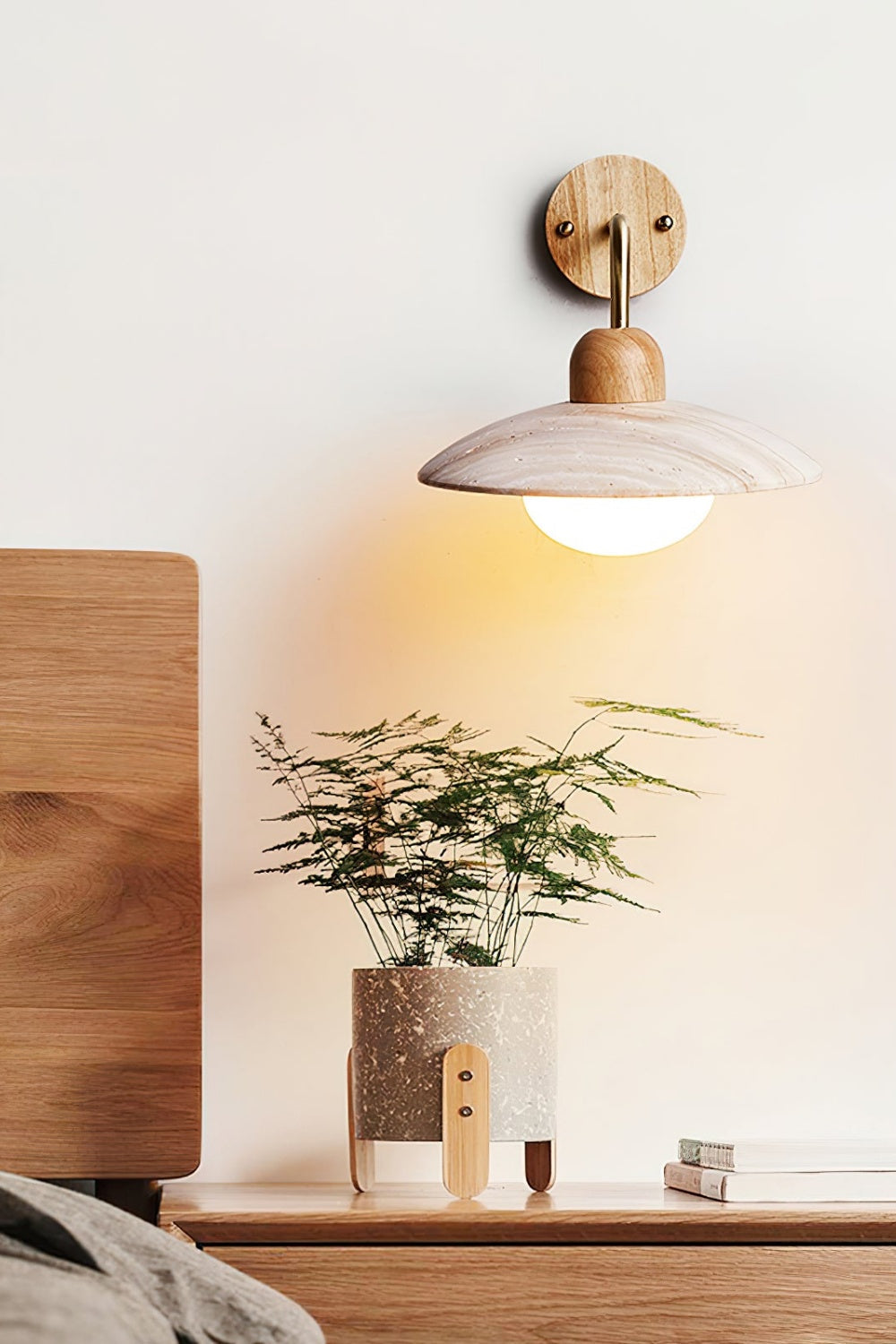 Lunara Travertine Wall Light With Disc For Modern Interiors