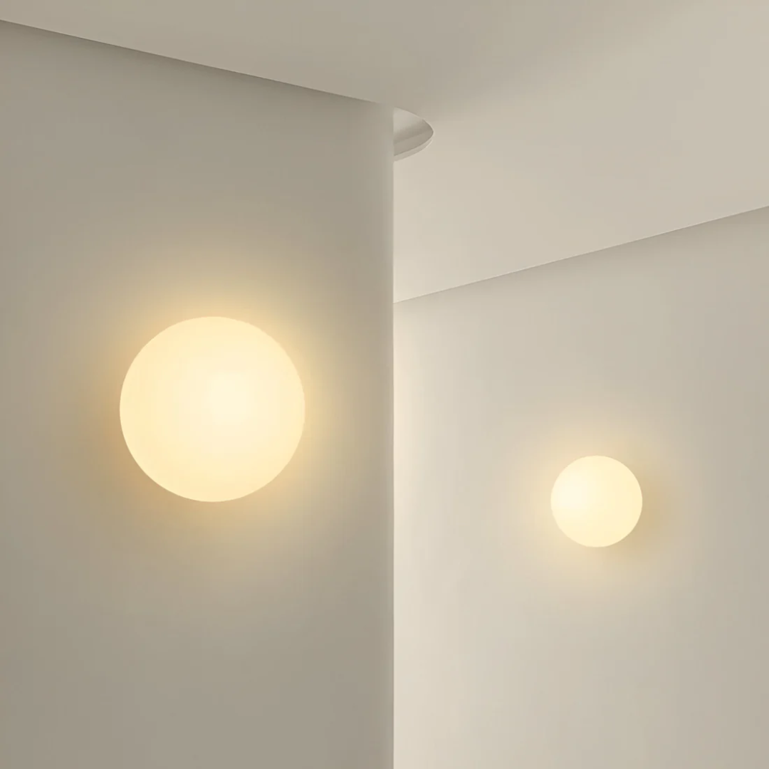 HaloGlass skleněný nástěnný svícen s teplým rozptýleným LED světlem