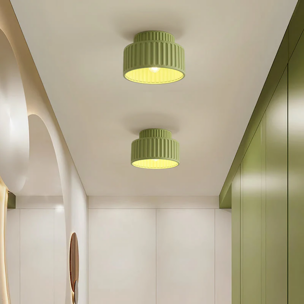 LumaArc Ribbed Vintage Ceiling Light For Low Ceilings