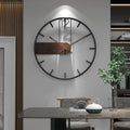 Walnut And Steel Wall Clock With Warm Wood And Metal Accent