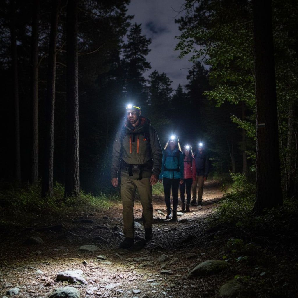 Lanterna Frontal LED Brilhante de 1000 Lumens com Luz Vermelha e Zoom para Caminhadas e Campismo