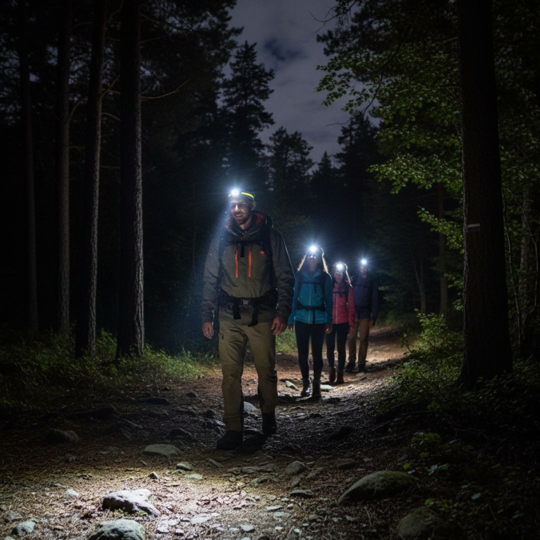 Lanterna Frontal LED Brilhante de 1000 Lumens com Luz Vermelha e Zoom para Caminhadas e Campismo
