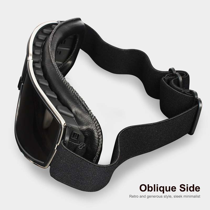 Retro Motorcycle Goggles for Glasses Wearers, Anti-Fog, UV Protection