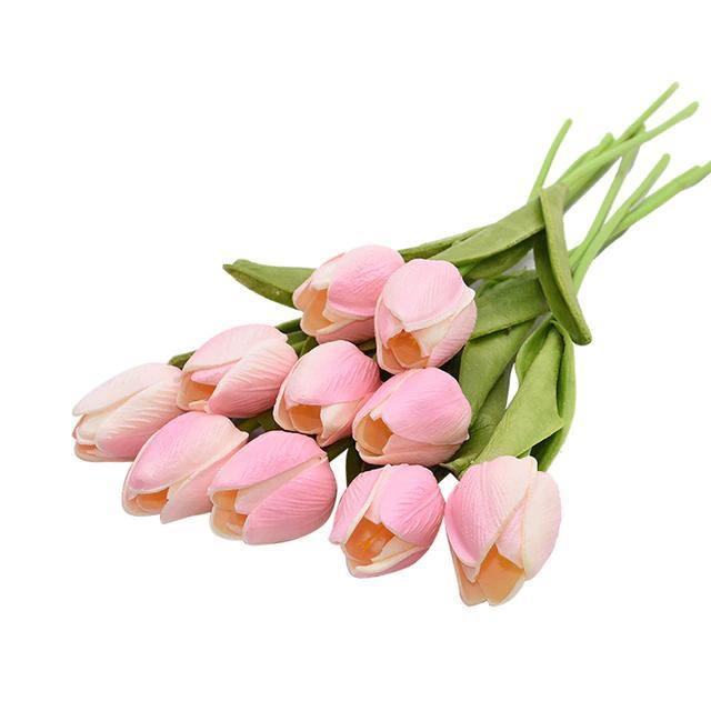 Sada deseti kusů umělých tulipánů a květin
